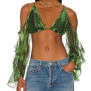 REVOLVE KIMMIE COLD SHOULDER TOP IN GREEN